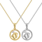 CYN0114 Round Footprint Copper Necklace Pendant for Women Collarbone Chain