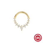 S925Sterling Silver Style Inlaid Diamond Round Soft Bone Earrings Stud Fashion Body Piercing Nose Ring Ear Bone Stud