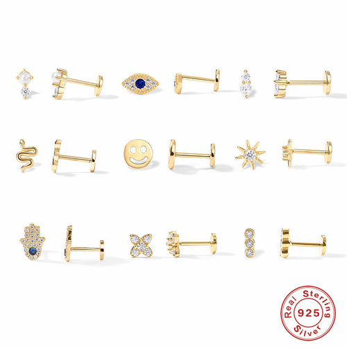 Crystal-Set Evil Eye 925 Sterling Silver Earrings — front view