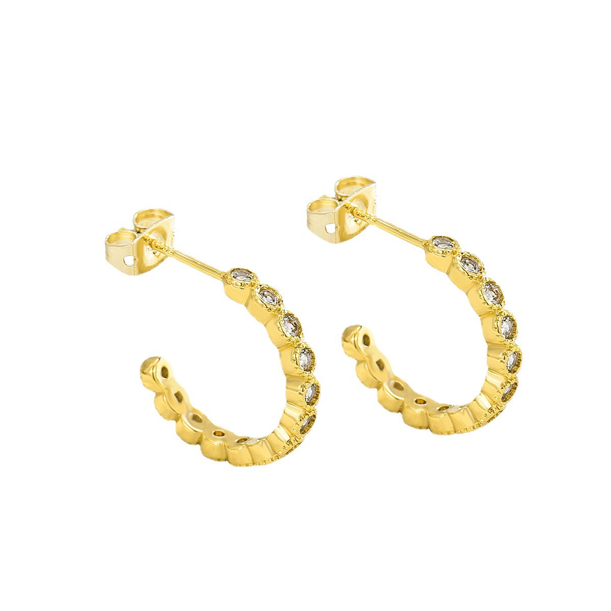 E0299 New Copper Inlaid Zircon Circle Stud Earrings for Women on AliExpress