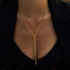 Stainless Steel Rice Bead Tassel Y Chain Necklace Accessories for Women