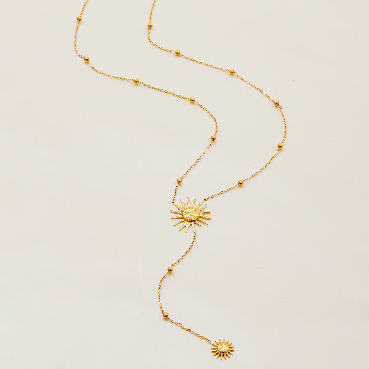 2H Sun y Word Chain Long Necklace Collarbone Chain Stainless Steel Jewelry Non-Fading