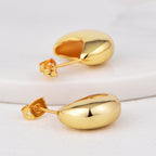 E0614 Minimalist Design Moon-Shaped Earrings for Women, Brass Gold-Plated, Cool and Simple Style Stud Earrings