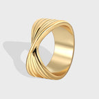 R0264 Unique Fashion Geometric Twisted Pattern Ring for Women with Bowknot Minimalist Design
