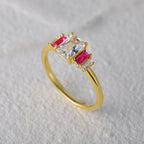 S925Sterling Silver Pink Marquise Twist Pattern Ring with Diamond Inlay, Step Shape Ring, Korean Style Index Finger Ring