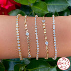 S925 Sterling Silver Five Pointed Star Diamond Circle Bracelet