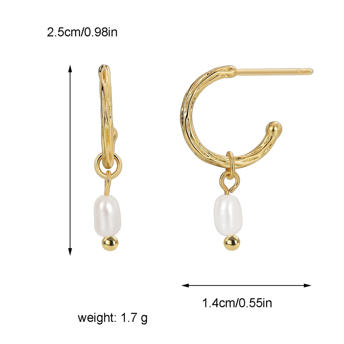 E0441 Manufacturer Supply Fashion Simple Earrings for Women Irregular Shell Beads Vintage C Font Style Earrings