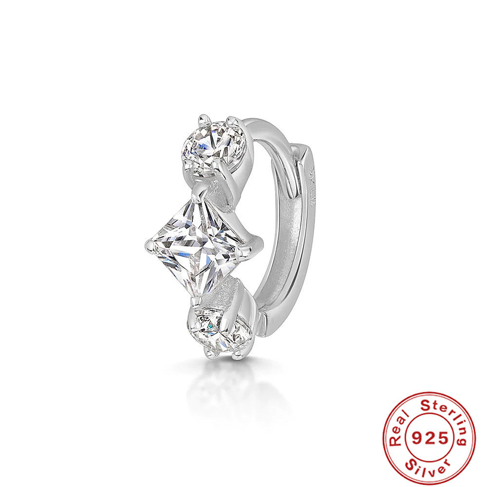 S925Sterling Silver Cartilage Piercing Diamond-Studded Hoop Earrings Ear Cuffs Ear Studs shien Hot-selling Punk Style Ear Cuff