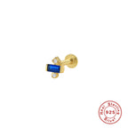 S925Sterling Silver Creative Geometric Flower Flat Head Threaded Piercing Earrings Hot Selling Ear Bone Studs