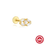 925Sterling Silver Tassel Water Drop Zircon Cartilage Piercing Flat Spiral Piercing Earrings Hot Selling Ear Bone Studs