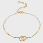 A0004 Fashion Interlocking Anklet for Women, Simple Adjustable Micro Inlaid Zircon Foot Jewelry Accessories