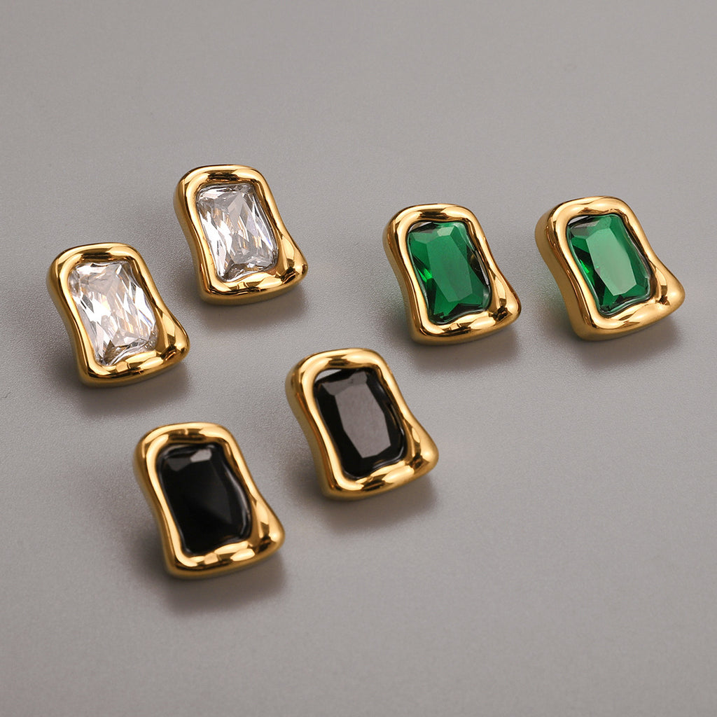 Zircon Earrings Vintage Stainless Steel Jewelry for Women Non-Fading