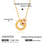 Rhinestone Circle Bead Necklace Accessories for Women Collarbone Chain Non-Fading Stainless Steel Jewelry