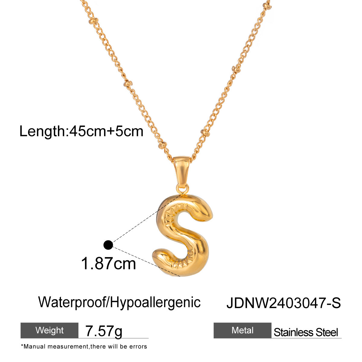 Stainless Steel Letter Necklace Pendant Clavicle Chain Jewelry necklace