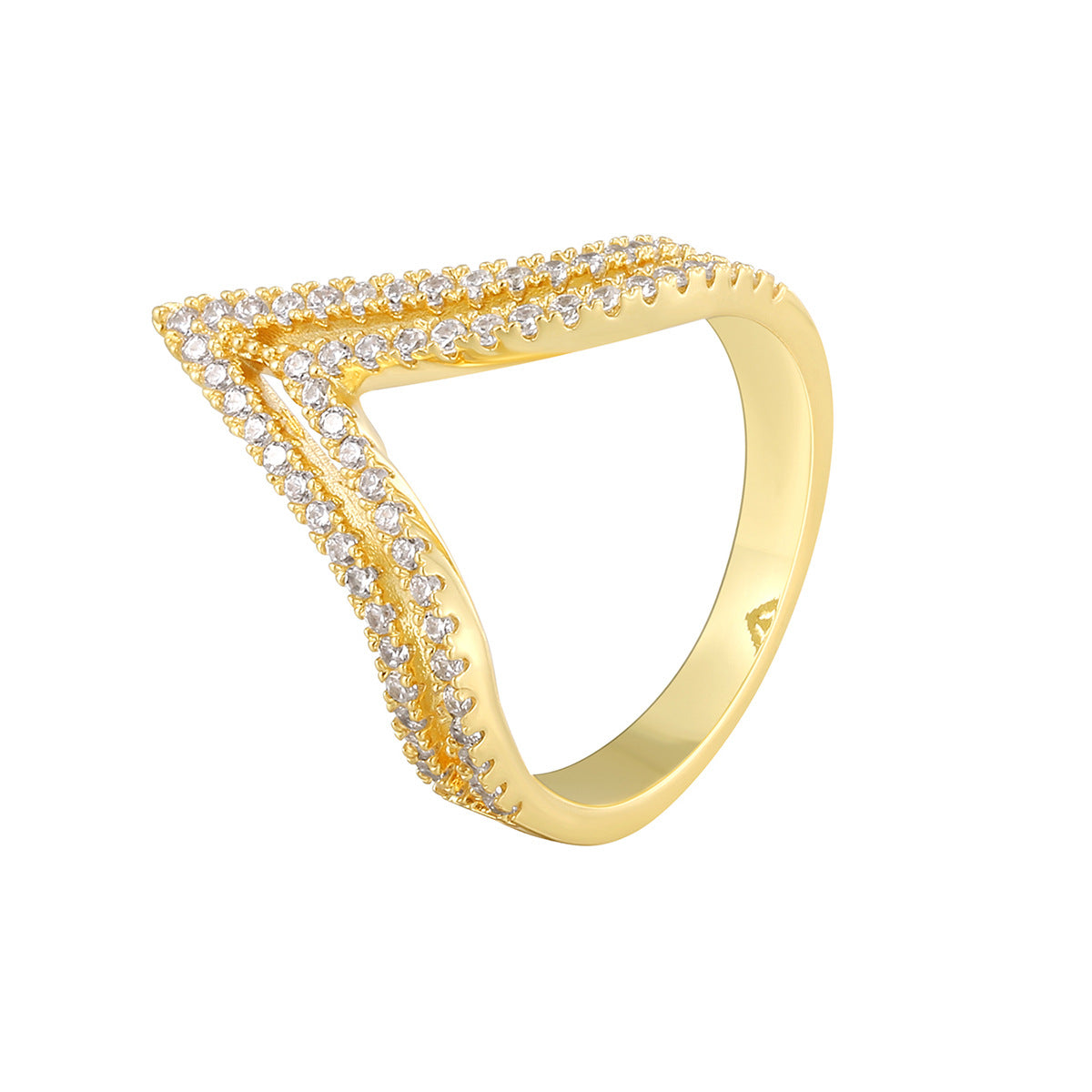 R0662 Vintage Personality Ring for Women V Zirconia-studded Tail Ring