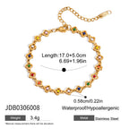 2H Colorful Oil Drop Flower Necklace Bracelet Stainless Steel Jewelry