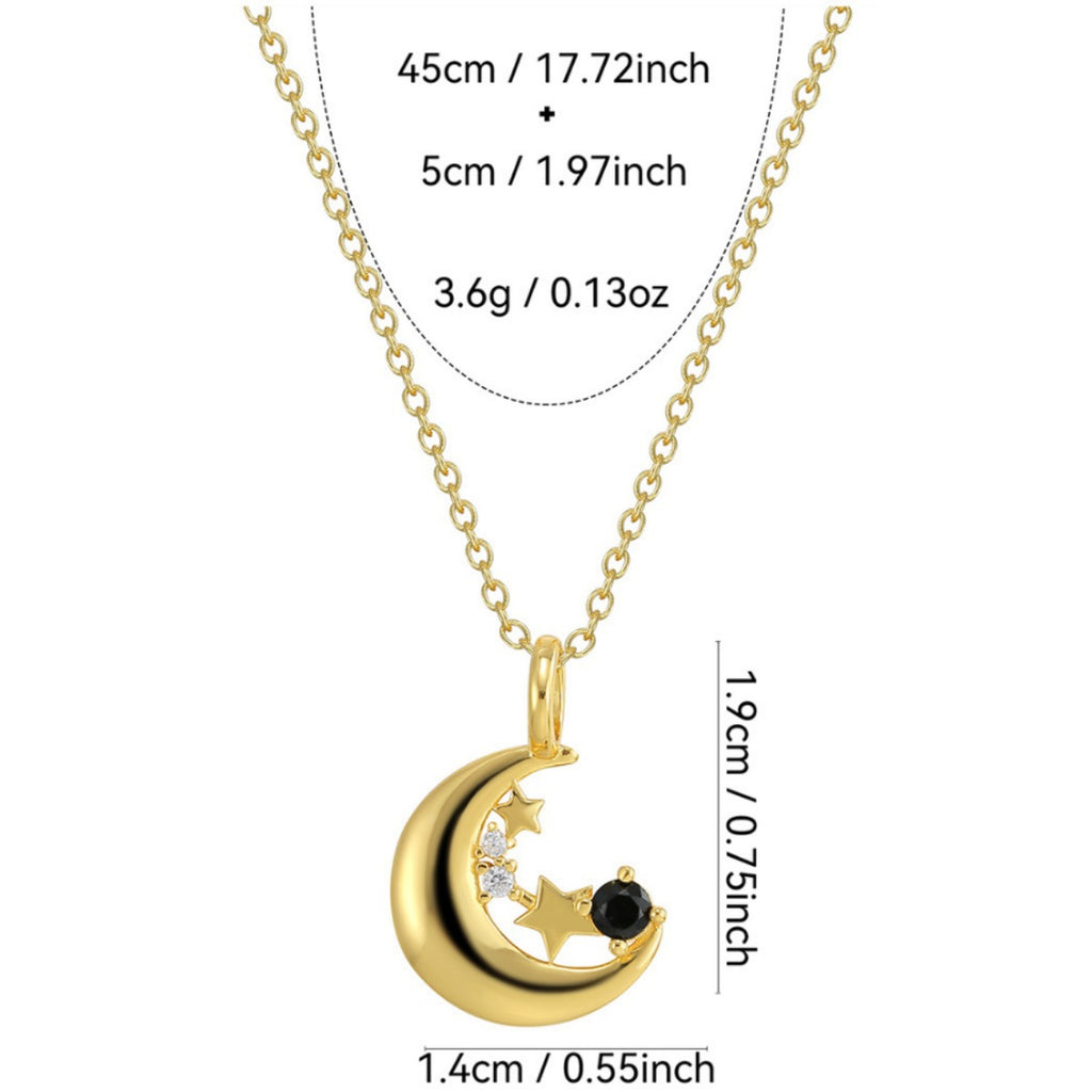 Sterling Silver Star Moon Pendant Necklace