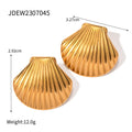 Seashell Stainless Steel Gold-Plated Earrings — alternate product view — jewelry finish and design detail