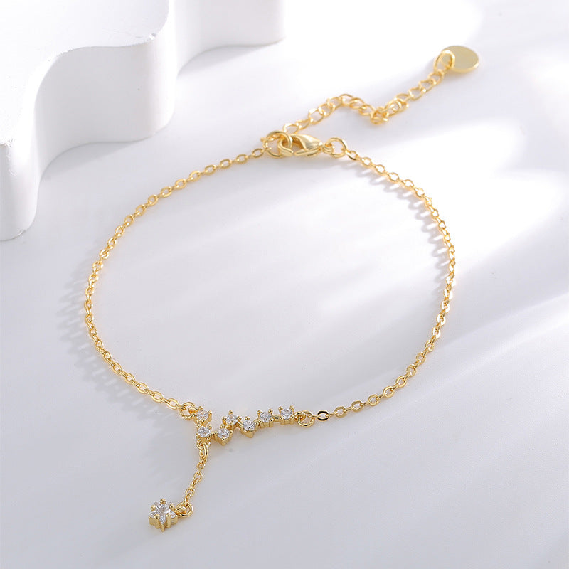 A0041 Summer Design Anklet for Women gold Micro Pave Zirconia Seven Stars Simple Foot Jewelry