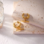 Fashionable Geometric Trendy Brand T Hoop Pendant Circle Detachable gold Earrings for Women