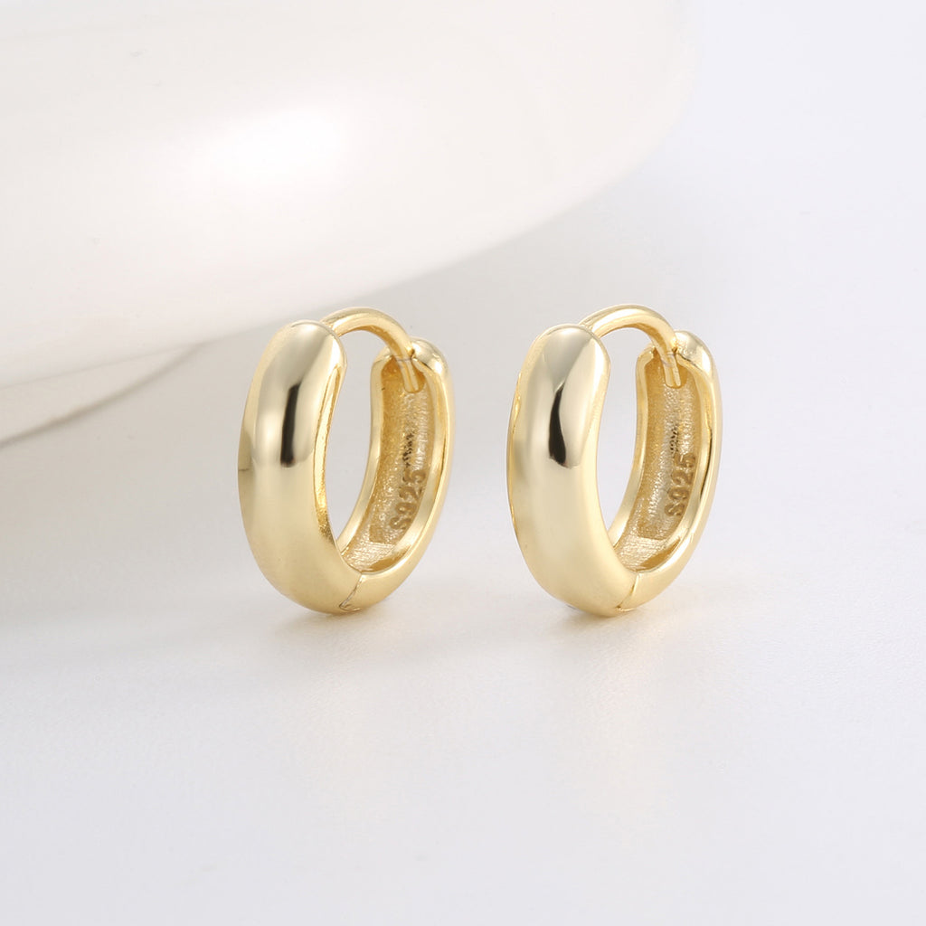 SE0117 S925Minimalist Smooth Surface Design Plated14K Gold Earrings Female Metal Ear Jewelry