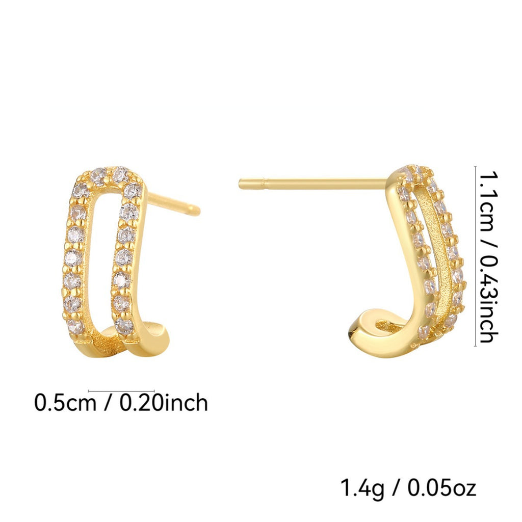 SE0173S925All-over Sterling Silver New Sweet Earrings Fashion Double-layer Half-circle Earrings for Women