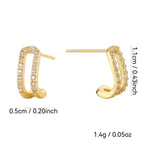 SE0173S925All-over Sterling Silver New Sweet Earrings Fashion Double-layer Half-circle Earrings for Women