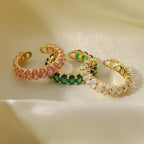 Women's Fashion Versatile Ring Plated18k Gold and Copper Inlaid Zircon Oval Adjustable Open Ring