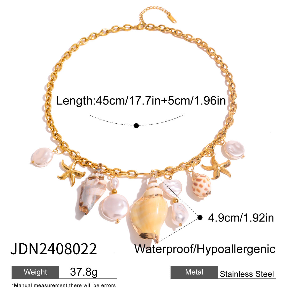 Shell Necklace Beach Vacation Collarbone Chain Stainless Steel Jewelry