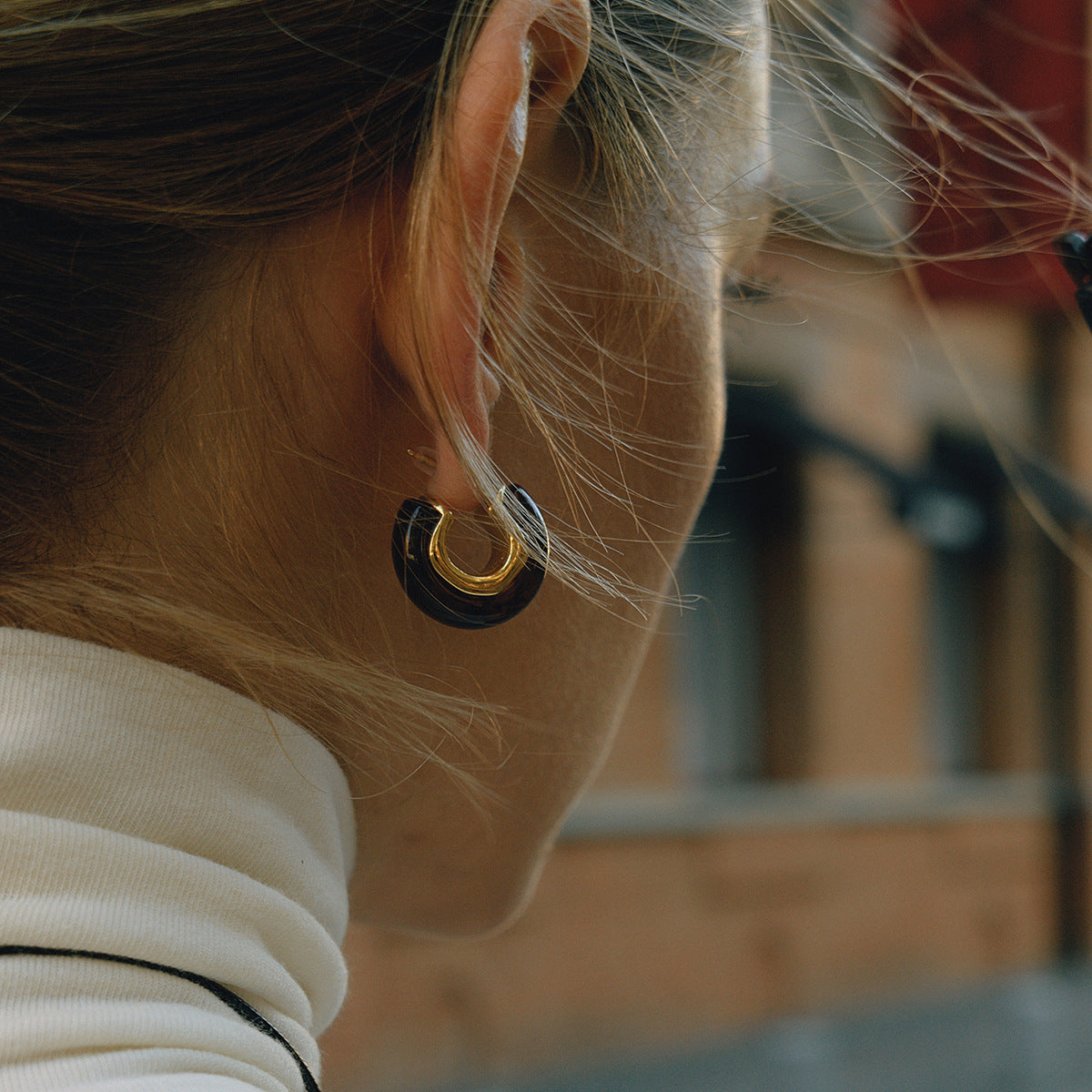 Maillard Autumn and Winter Resin Earrings Stainless Steel Stud Earrings Jewelry