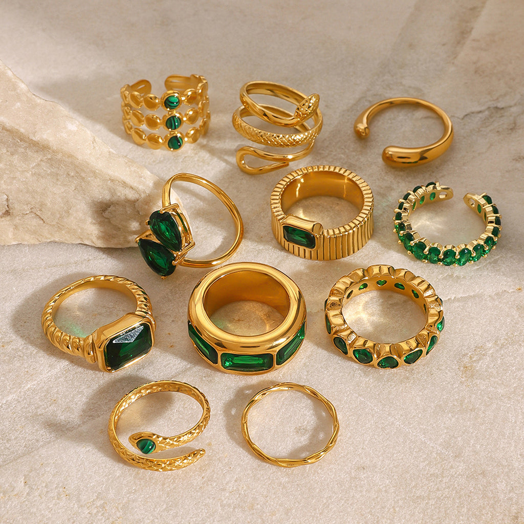 Stainless Steel Heart Zircon Ring rings