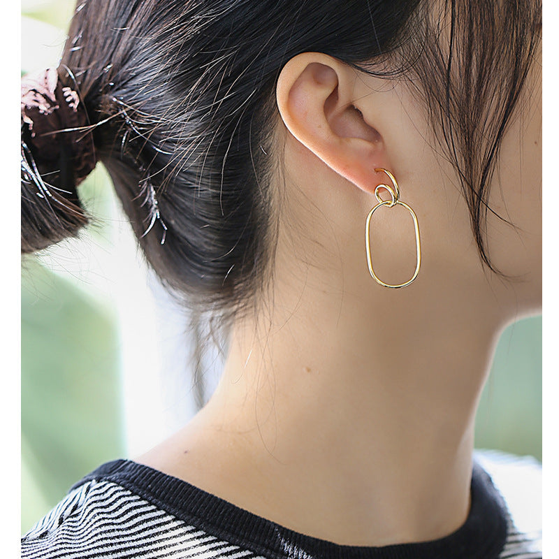 Gold-Plated Line Geometric Exaggerated Earrings for Women Simple Style gold Hoop Earrings