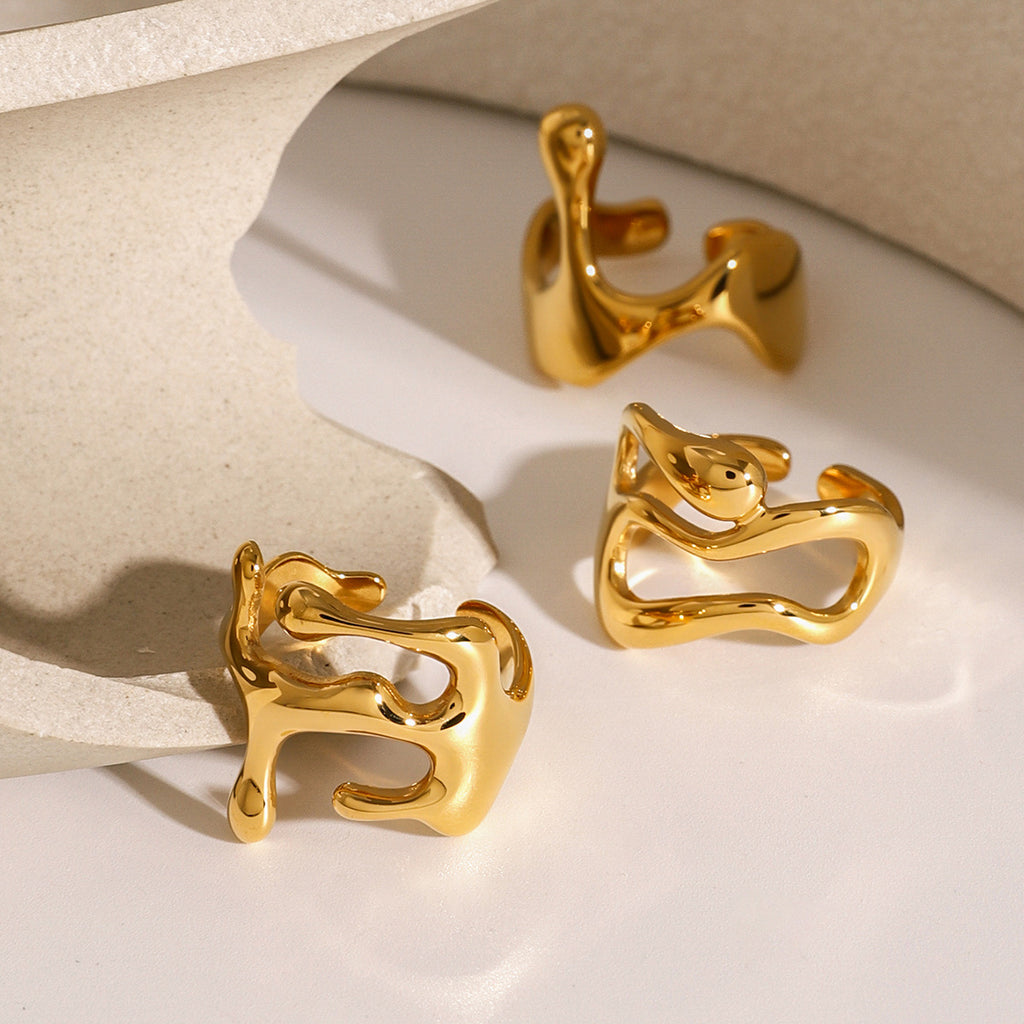 2H Stainless Steel Exaggerated Ring gold Open rings Ornament