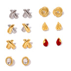 2H Zircon Earrings18K Stainless Steel Earrings Set Non-Fading Jewelry for Women