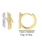 E0454 Minimalist Cool Glossy Earrings for Women Geometric Circle Lightning Zirconia Ear Clips