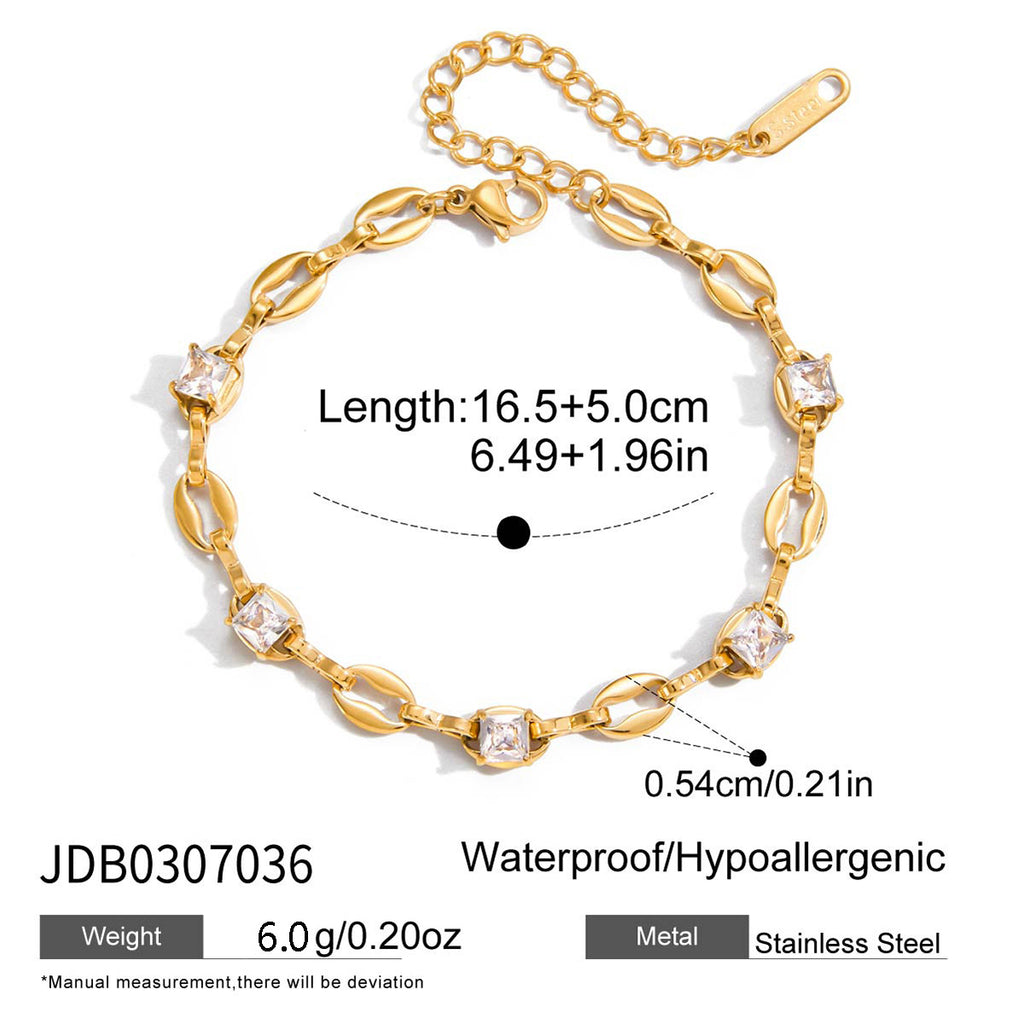 18k Zircon Bracelet Non-Fading Stainless Steel Jewelry for Women
