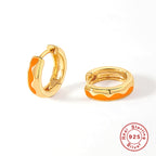 S925Sterling Silver Wave Oil Drop Imitation Enamel Hoop Earrings Hot-Selling Creative Ear Jewelry
