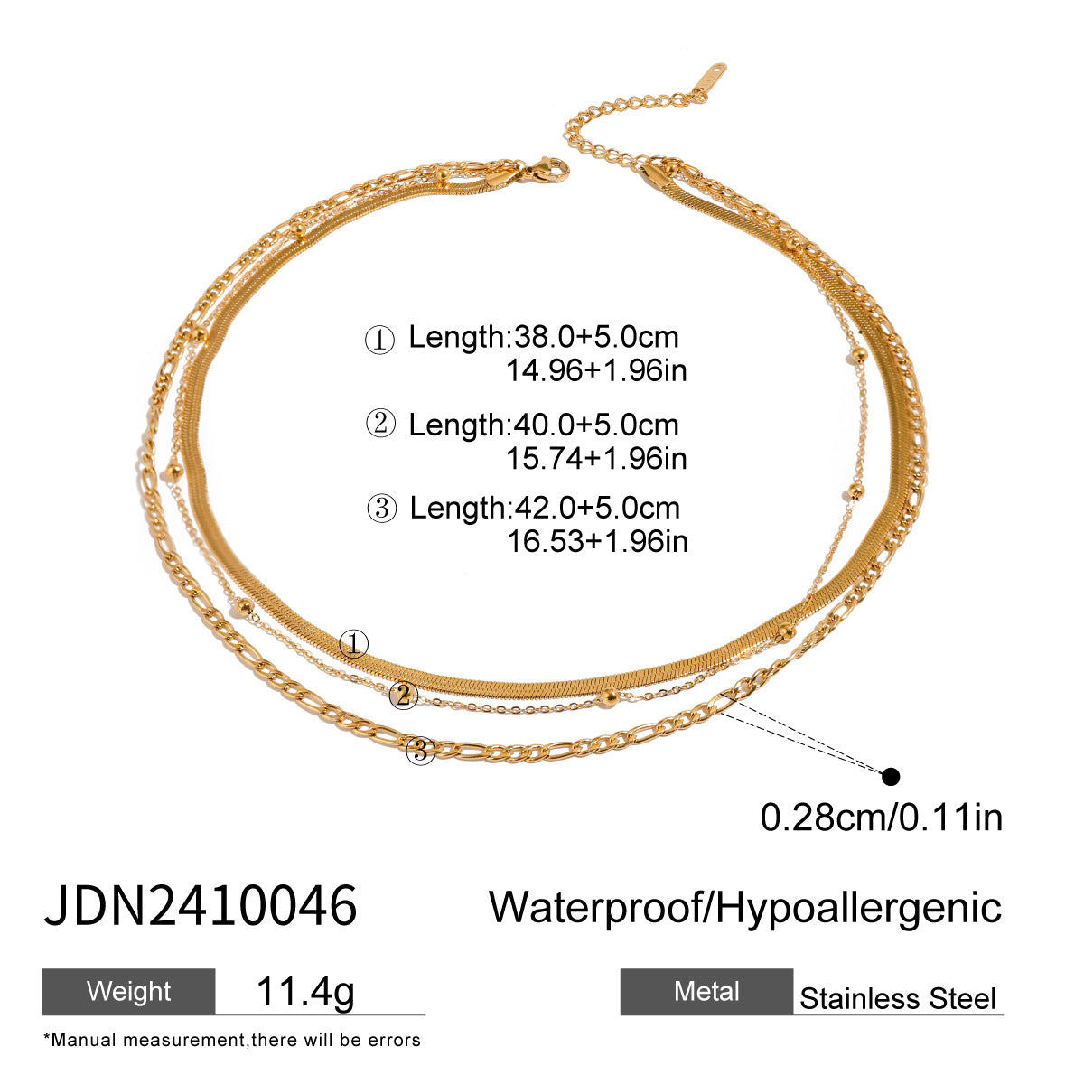 Three-layer Stacked Necklace Accessories for Women Collarbone Chain Stainless Steel Jewelry