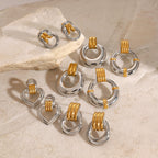 2H Color Block Stainless Steel Circle Earrings Stud Earrings earrings