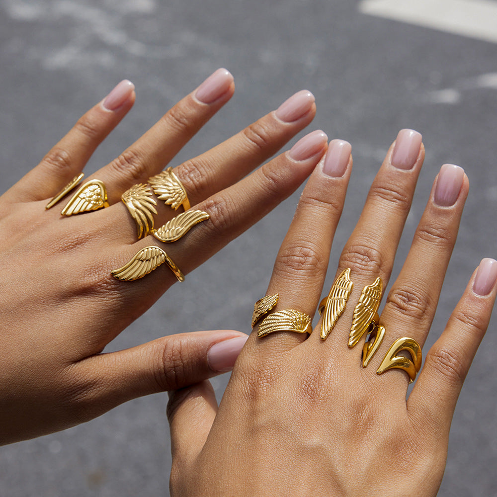 Wing Ring Non-Fading Jewelry Stainless Steel Accessories for Women Ring