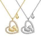 CYN0111 Heart Footprint Copper Necklace Baby Heart-Shaped Foot Pendant Footprints of Love Collarbone Chain