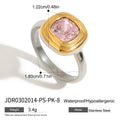 Cubic Zirconia Stainless Steel Ring in Gold-Plated — Statement Style — detail view — jewelry finish and design detail