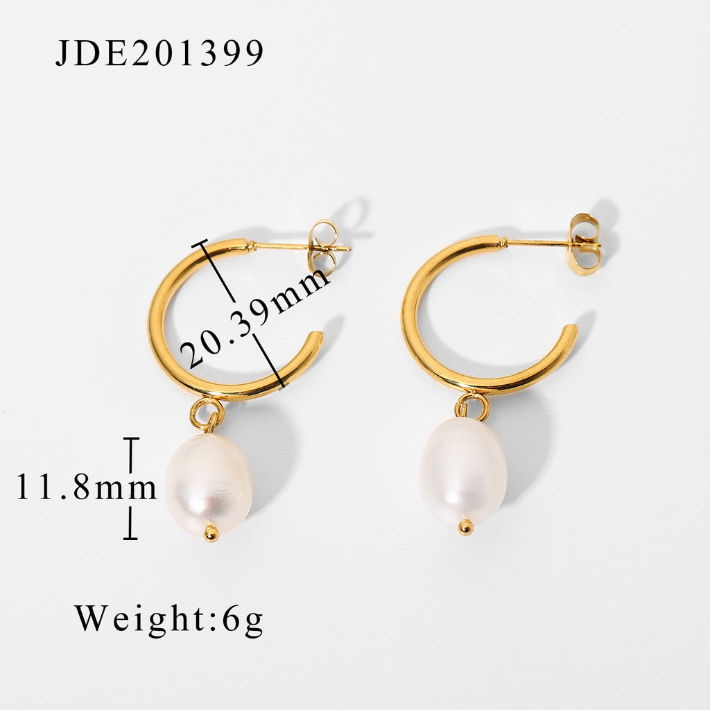 2H Stainless Steel Natural Bead Earrings Fashion New Women's Bead Pendant Earrings Jewelry