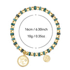 B0311 Casual Vacation Coconut Tree Round Zircon Bracelet Bohemian Trend Blue Turquoise Beaded