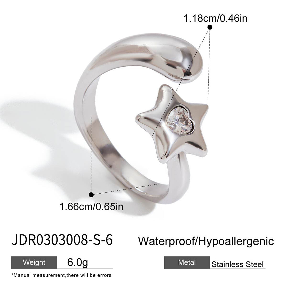 Original Design Five-Pointed Star Ring Non-Fading Jewelry Stainless Steel Accessories ring
