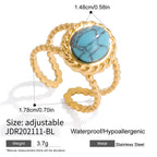 Blue Turquoise Ring Non-Fading Jewelry Stainless Steel Bracelet Accessories