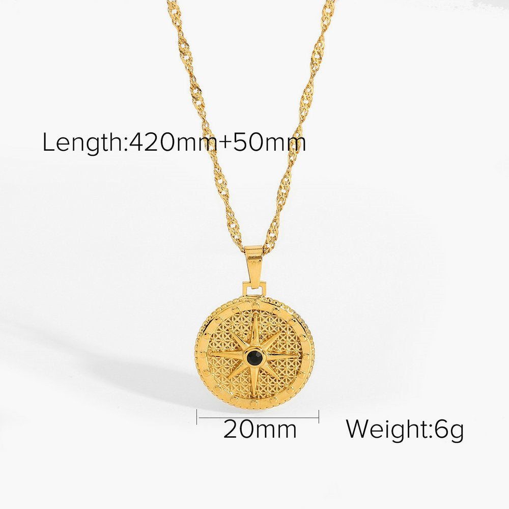 Jewelry French Retro Heart Necklace Stainless Steel Zircon Heart Pendant Necklace for Women