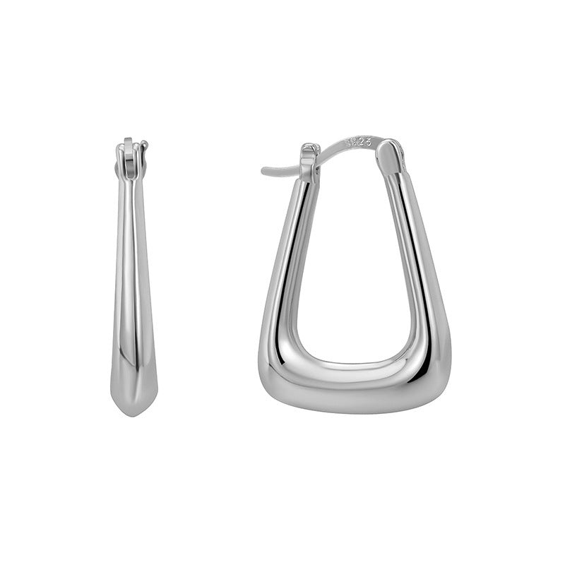 E0297 Triangle Earrings for Women Copper Plated Real Gold French Style Geometric Minimalist Ear Clips Versatile Ear Jewelry