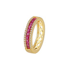 R0397 Hong Kong Fashion Couple Simple Single Row Red Zircon Ring for Women Copper Plated18K Golden Fashion