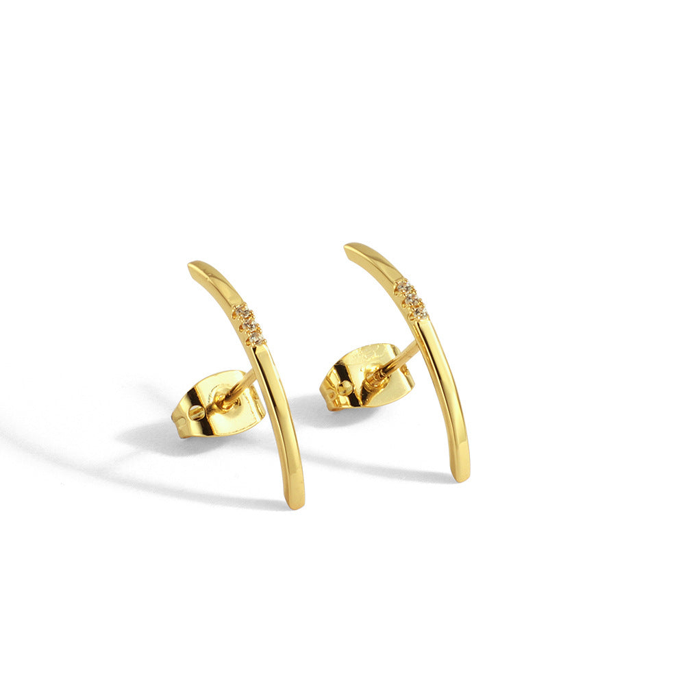 E0079 Minimalist Korean Style Geometric Stud Earrings with Rhinestones for Women Trendy Accessories